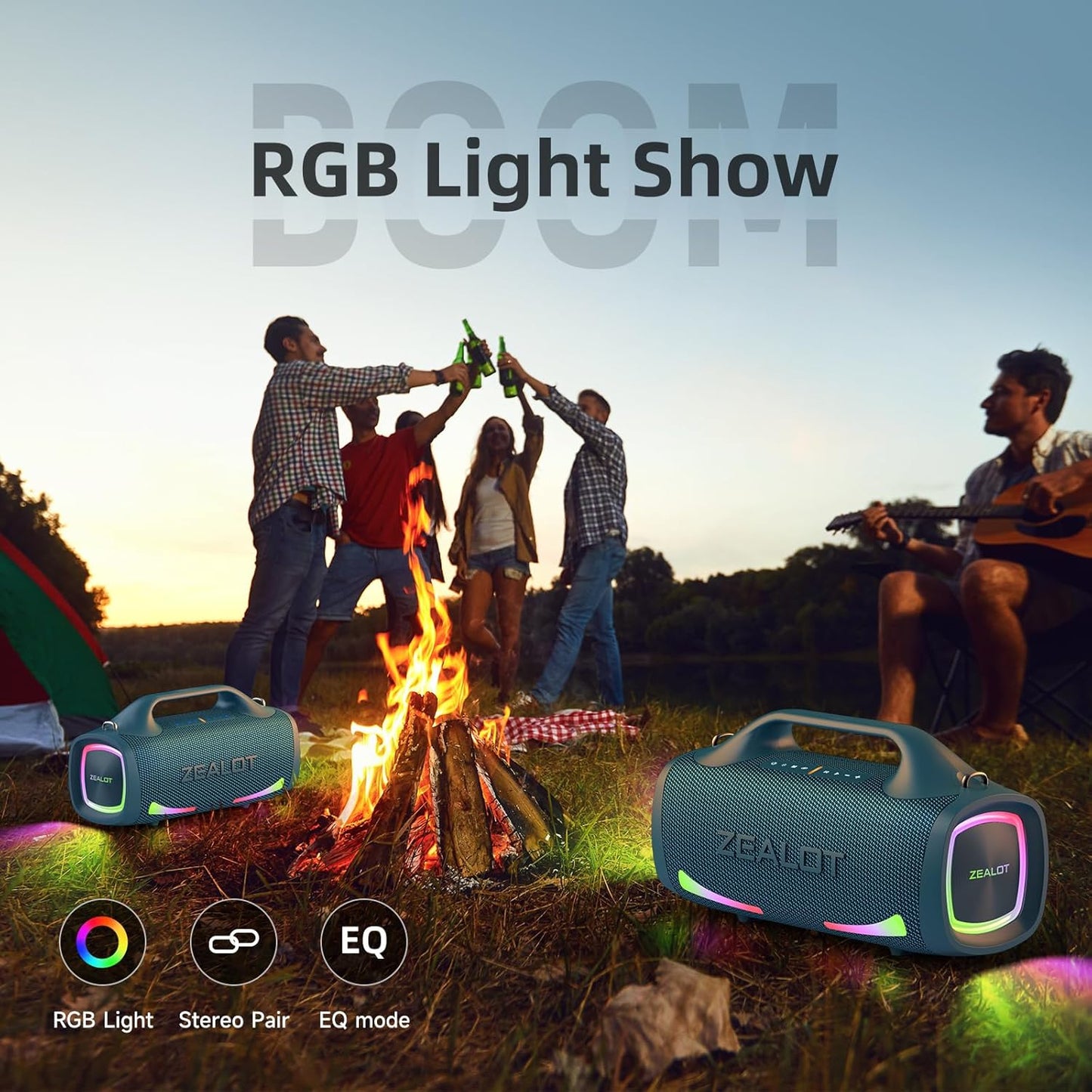 ZEALOT Bluetooth Speaker, 110W Peak(100W) Booming Sound Speakers Wireless, Dual Pairing, XBass, BT 5.3, 24000mAh Power Bank, Portable Outdoor Waterproof Speaker for Camping, Beach Party（Dark Blue