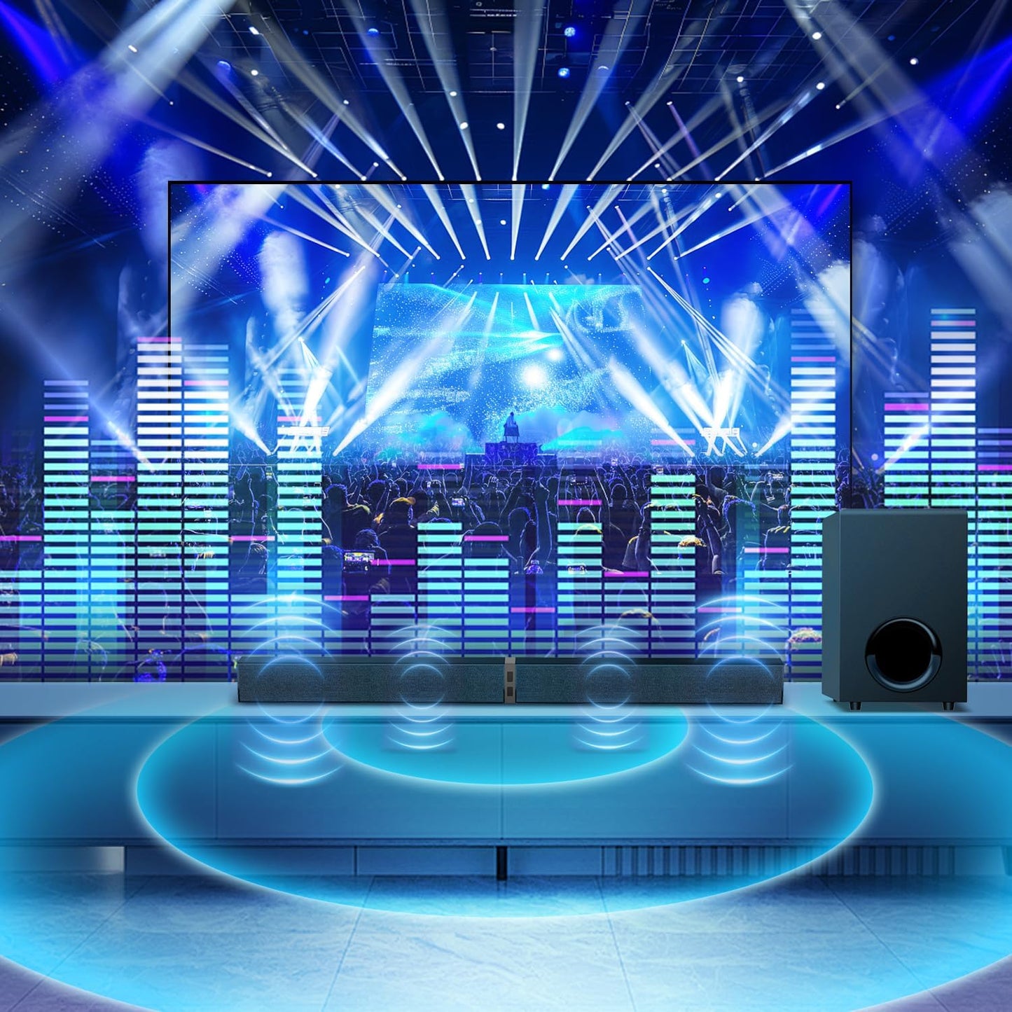 MZEIBO Sound bar with Subwoofer, 120W Bluetooth 5.0 TV Soundbar Home Theater System with Wired Subwoofer, Deep Bass Audio System with BT/ARC/Optical/AUX Connection for TV PC