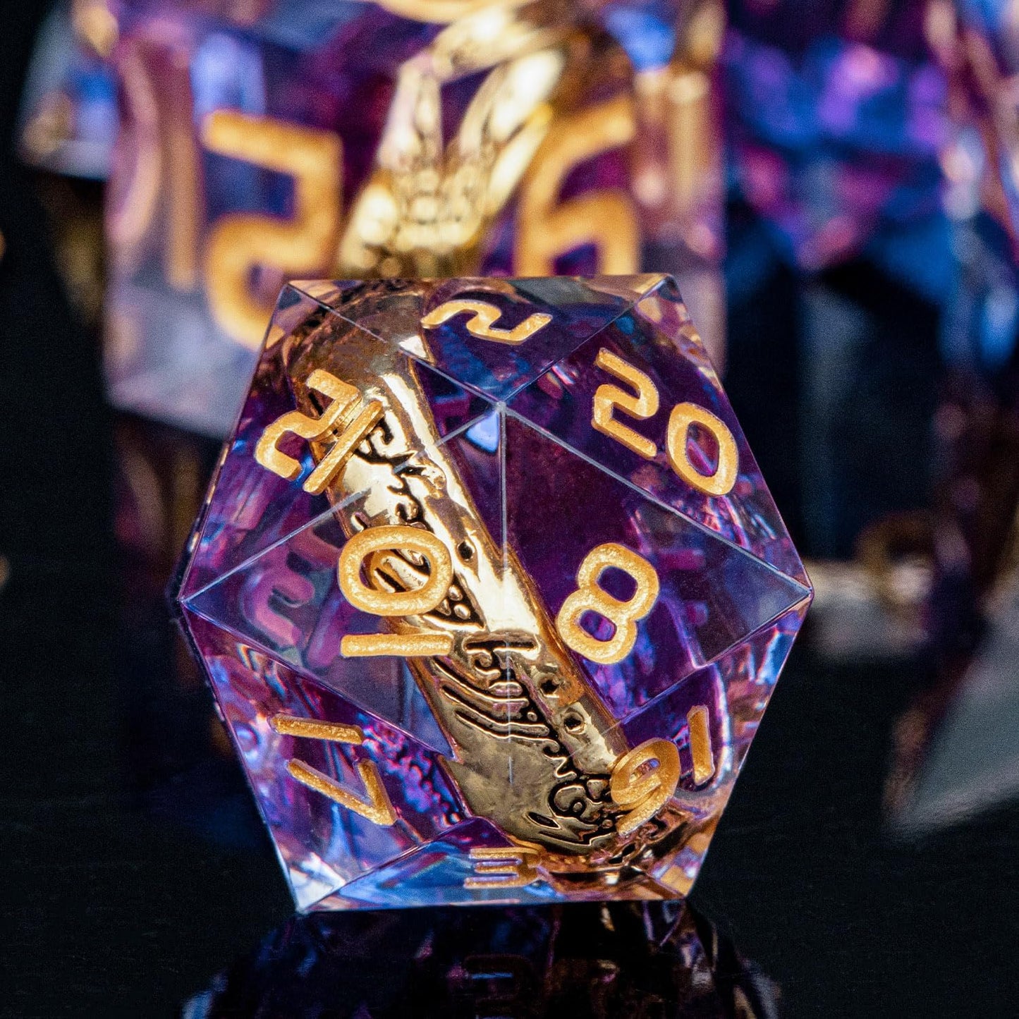 Magic Golden Ring DND Dice Set Sharp Edge Red Resin Dice with Box, for use with RPG D&D Tabletop Games Lord D and D Polyhedral Dice Set