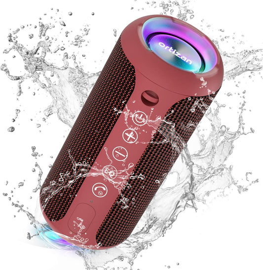 Ortizan X10 Portable Bluetooth Speaker, 24W Stereo Sound, IPX7 Waterproof, 30H Playtime, 66ft Bluetooth Range, TWS Pairing, Red
