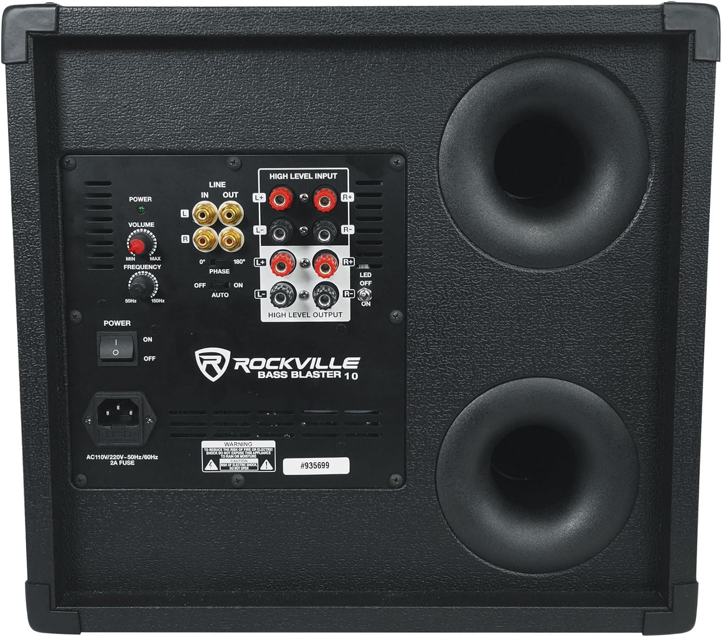 Rockville BASS Blaster 10 750W Powered 10" Home Theater Subwoofer Sub, LED Lighting, RCA Inputs/Outputs, Variable Crossover, for Home Theater and Studio Audio