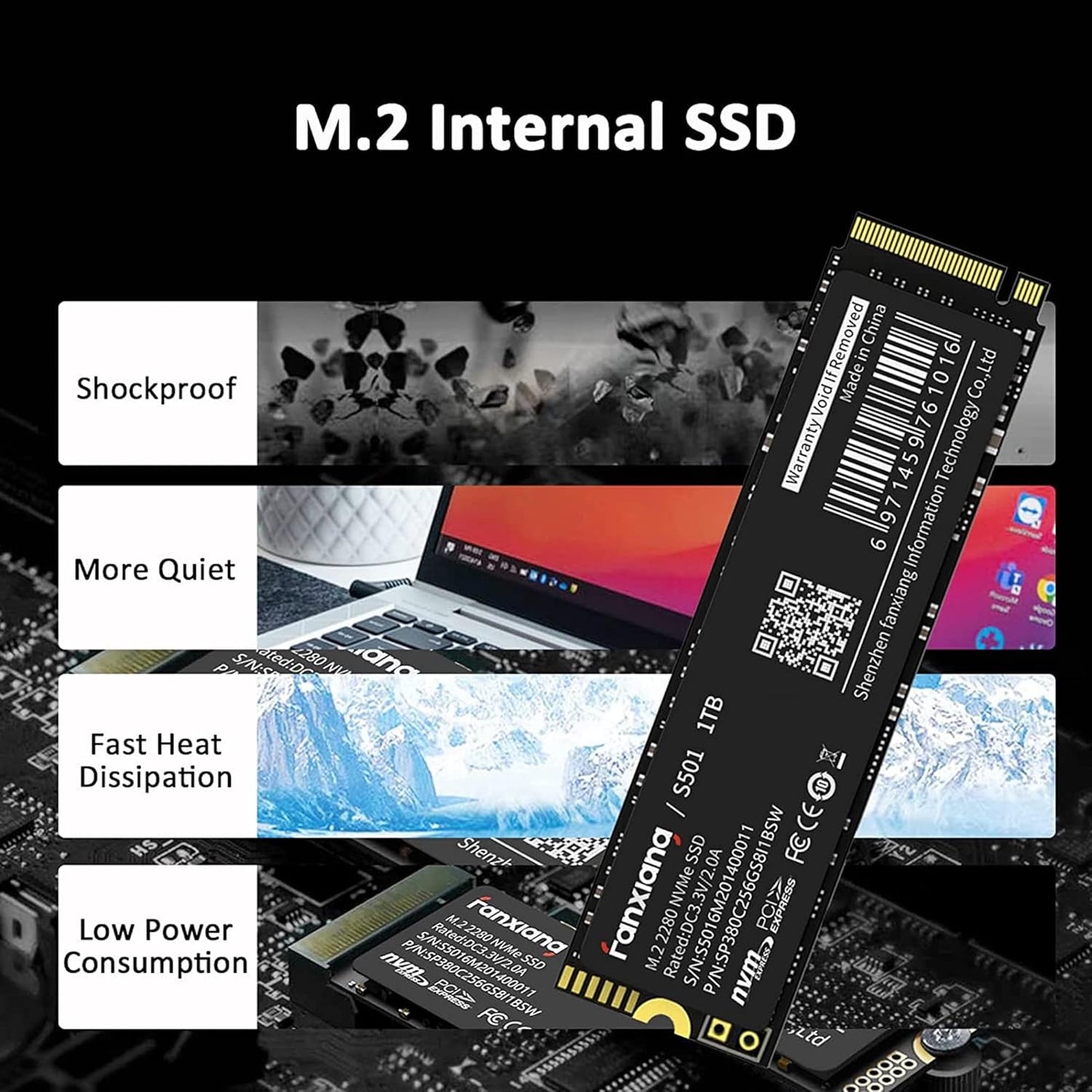 S501 1TB NVMe SSD 3D NAND 1.3 PCIe Gen3x4 M.2 2280 Internal Solid State Drive (Read/Write Speed up to 2,150/1,600 MB/s) Compatible with Laptop & PC Desktop