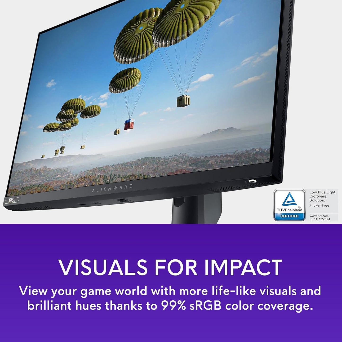 Alienware AW2524HF Gaming Monitor - 24.5-inch (1920x1080) 500Hz (Overclock) 0.5ms Display, Height/Tilt/Swivel/Pivot Adjustability, 3yr Advanced Exchange-Black