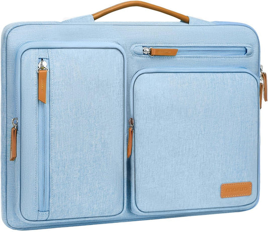 MOSISO 360 Protective Laptop Case 14 inch, 14 inch Laptop Sleeve Compatible with HP Lenovo Dell ASUS Acer, HP, Dell Latitude, Lenovo, Side Open Carrying Case with 4 Zipper Pockets&Handle, Air Blue