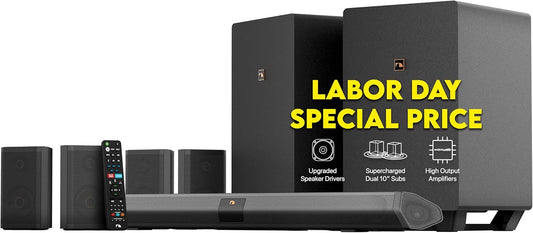 Nakamichi Shockwafe Ultra 9.2.4 Channel Dolby Atmos/DTS:X Soundbar with Dual 10" Subwoofers (Wireless), 4 Rear Surround Effects Speakers, eARC and SSE Max Technology (Flagship)
