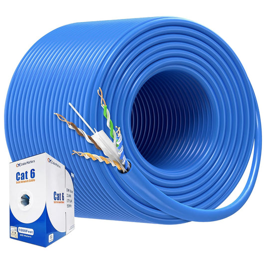 Cable Matters [UL Listed] 10Gbps in-Wall Riser Rated (CMR) 23AWG Bare Copper Cat6 Ethernet Cable - 1000ft, Cat 6 Ethernet Cable Spool, Cat 6 Cord Bulk, Blue