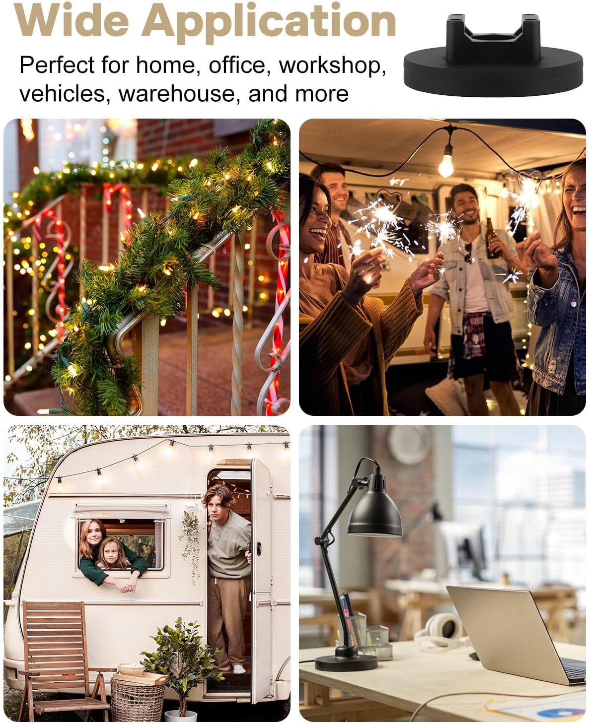 Magnetic Zip Tie Mount Wire Cable Holder, Include 10 Pcs 43mm Magnetic Cable Zip Tie Base with 50 Pcs Heavy Duty Zip, Multipurpose Wire Clips Management Base, Black