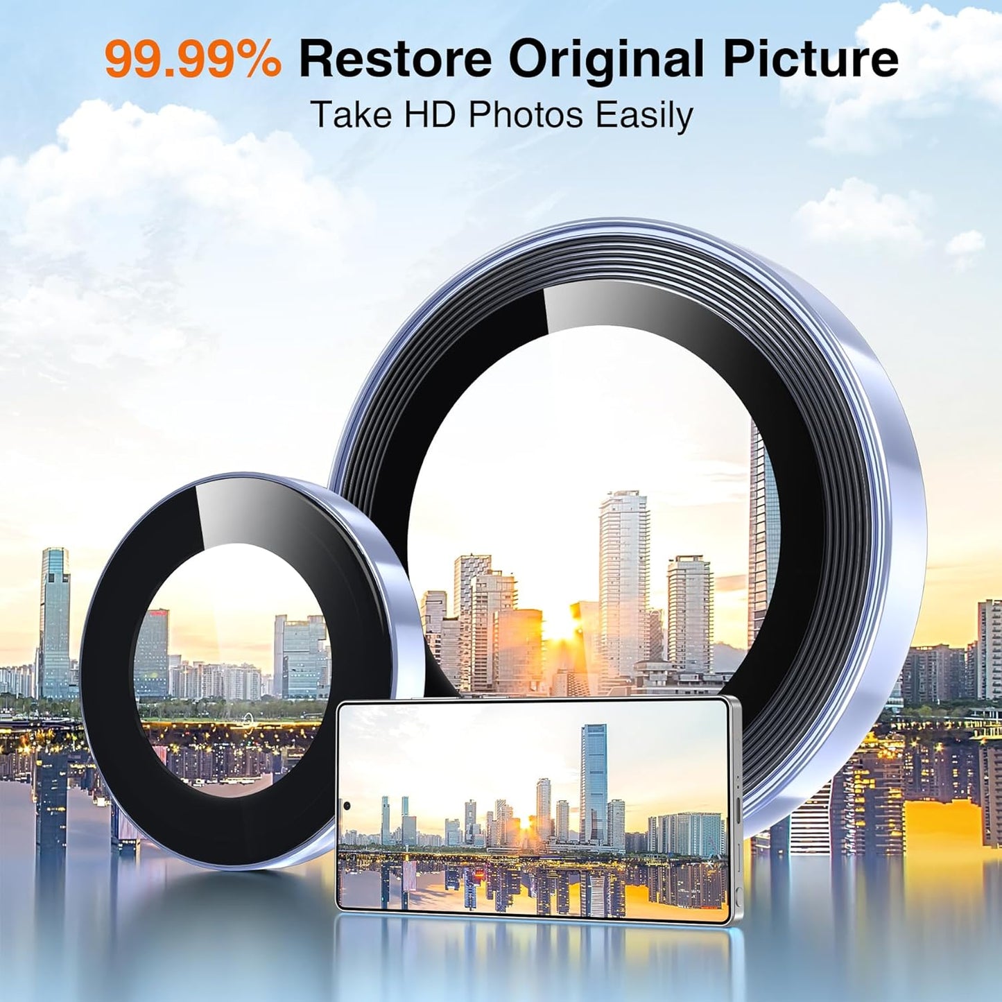 YWXTW [2025 Original Like for Samsung Galaxy S25 Ultra Camera Lens Protector, [Ultra-Thin & 6X Stronger] S25 Ultra Camera Lens Cover, 9H Tempered Glass Upgraded Metal Edging(Titanium Blue)