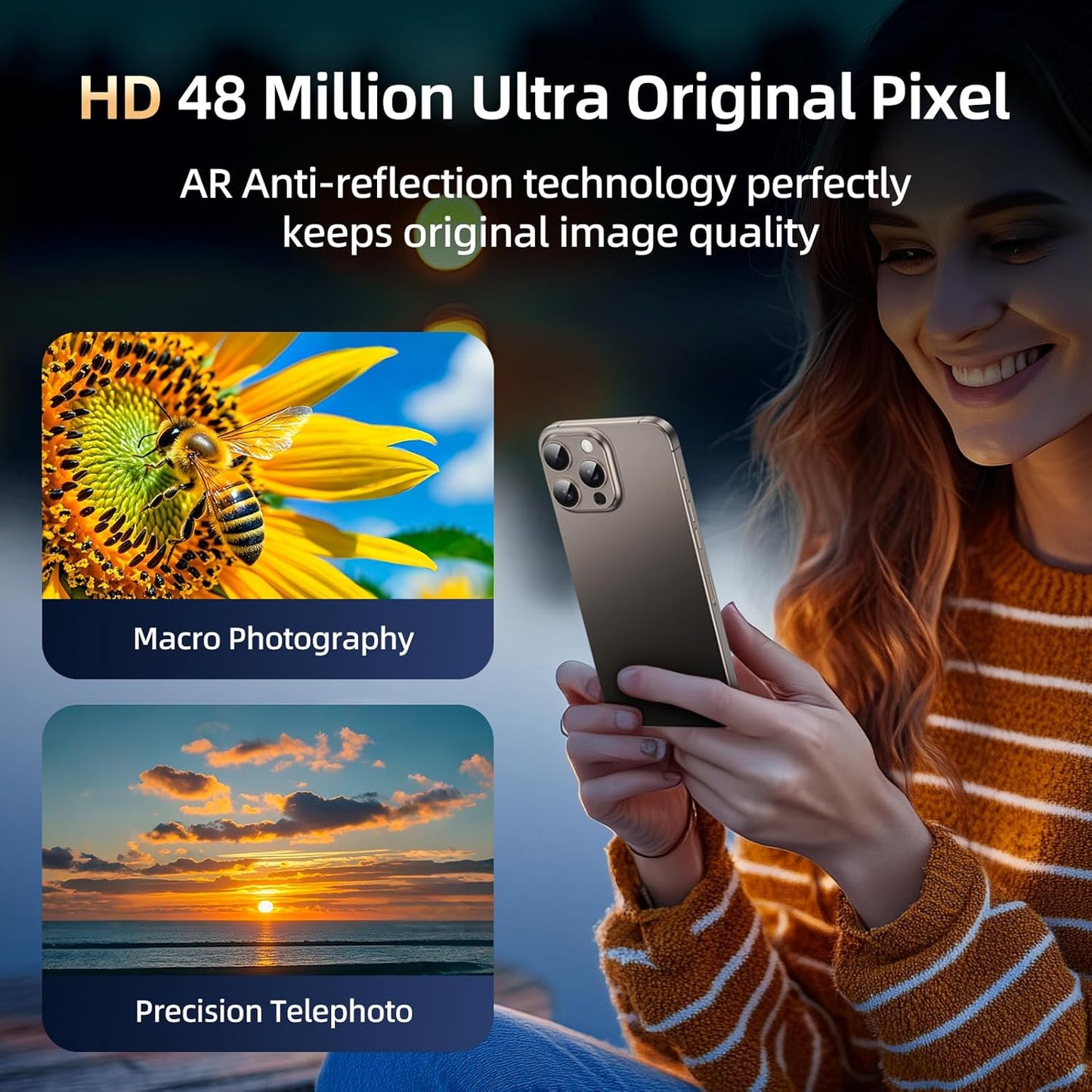 Compatible with iPhone 16 Pro Max Camera Lens Protector,[Shatterproof] [Strong Adsorption][AR Anti-Reflection] 9h Metal Aluminum Alloy Tempered Glass Camera Cover,Gold