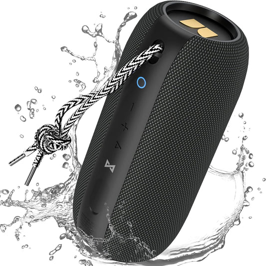 Monster S320 Portable Bluetooth Speaker,360°Stereo Surround Sound Effect, IPX7 Waterproof Speaker,32 Hours of Extra Long Playback Time, for Home Outdoor,Gold Black