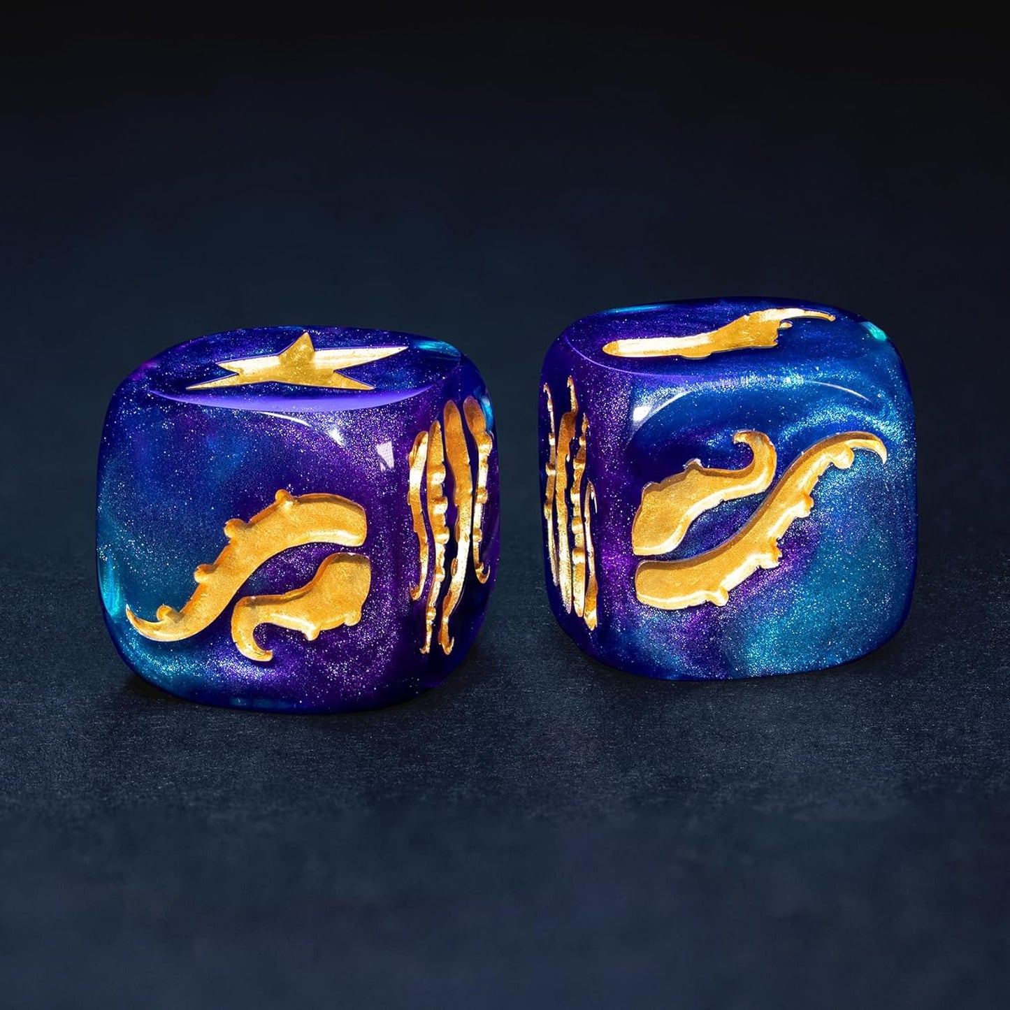 Cthulhu Tentacle Dice Set – 10 x D6 (16mm) Eldritch Horror Dice | Golden Elder Sign | Lovecraftian Resin Dice for DND, Warhammer, Call of Cthulhu & TTRPG