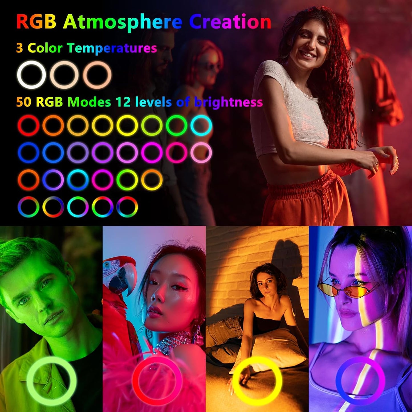 Overhead Phone Mount with Ring Light, 10’’ LED Selfie Light for Desk,with Stand and Phone Holder for iPhone and Camera,Overhead Tripod for Video Recording, Live Streaming, Zoom Meeting