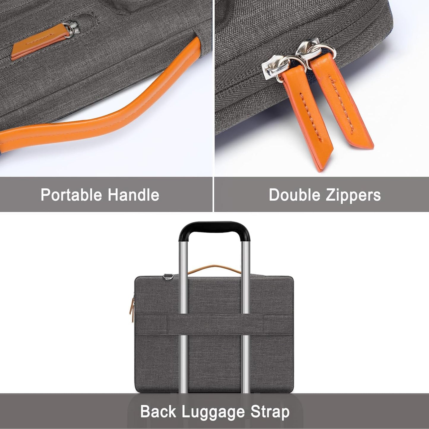 MOSISO 360 Protective Laptop Shoulder Bag,15 inch Computer Bag Compatible with MacBook Air M4 M3 M2/Pro A1990 A1707, Dell XPS Plus,Side Open Messenger Bag with 4 Zipper Pockets&Handle, Taupe Gray