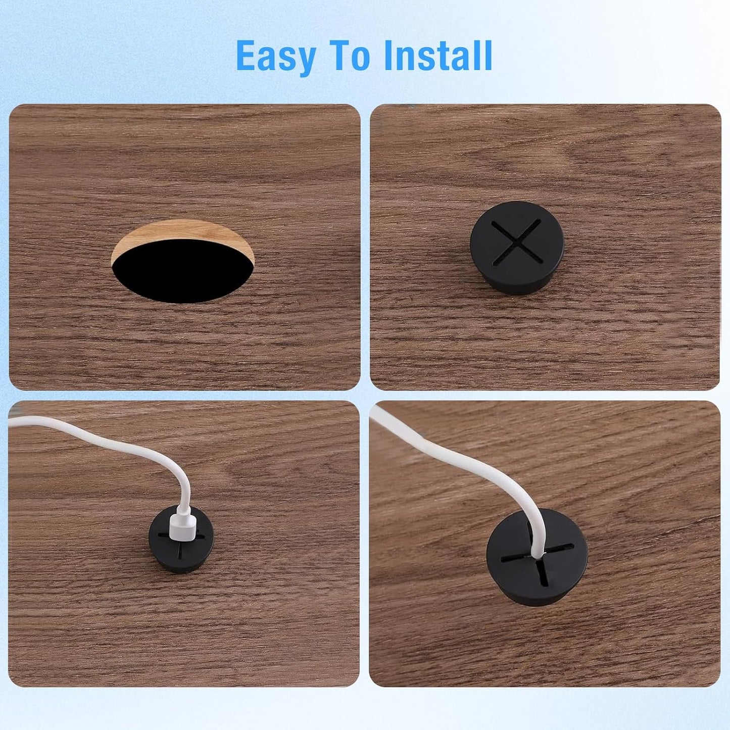 Desk Grommet, 3/4 in 20 mm Silicone Rubber Grommets, Black Desk Hole Cover for Cables, Flexible Wall Cord Pass Through Grommet for Office Table Computer Home Furniture Wire Organizer-15 Pcs