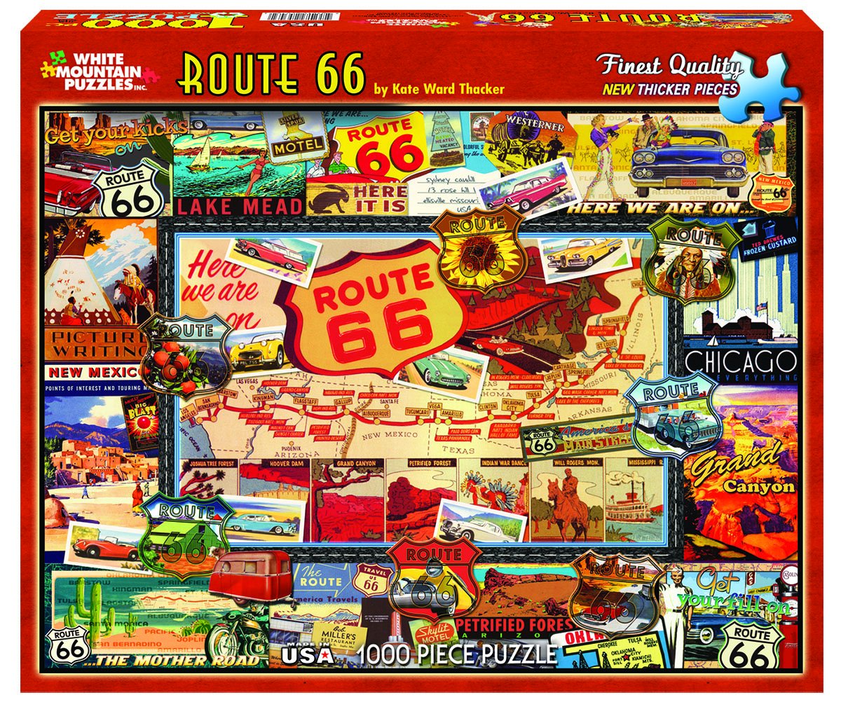 White Mountain Puzzles Route 66 - 1000 Piece Jigsaw Puzzle