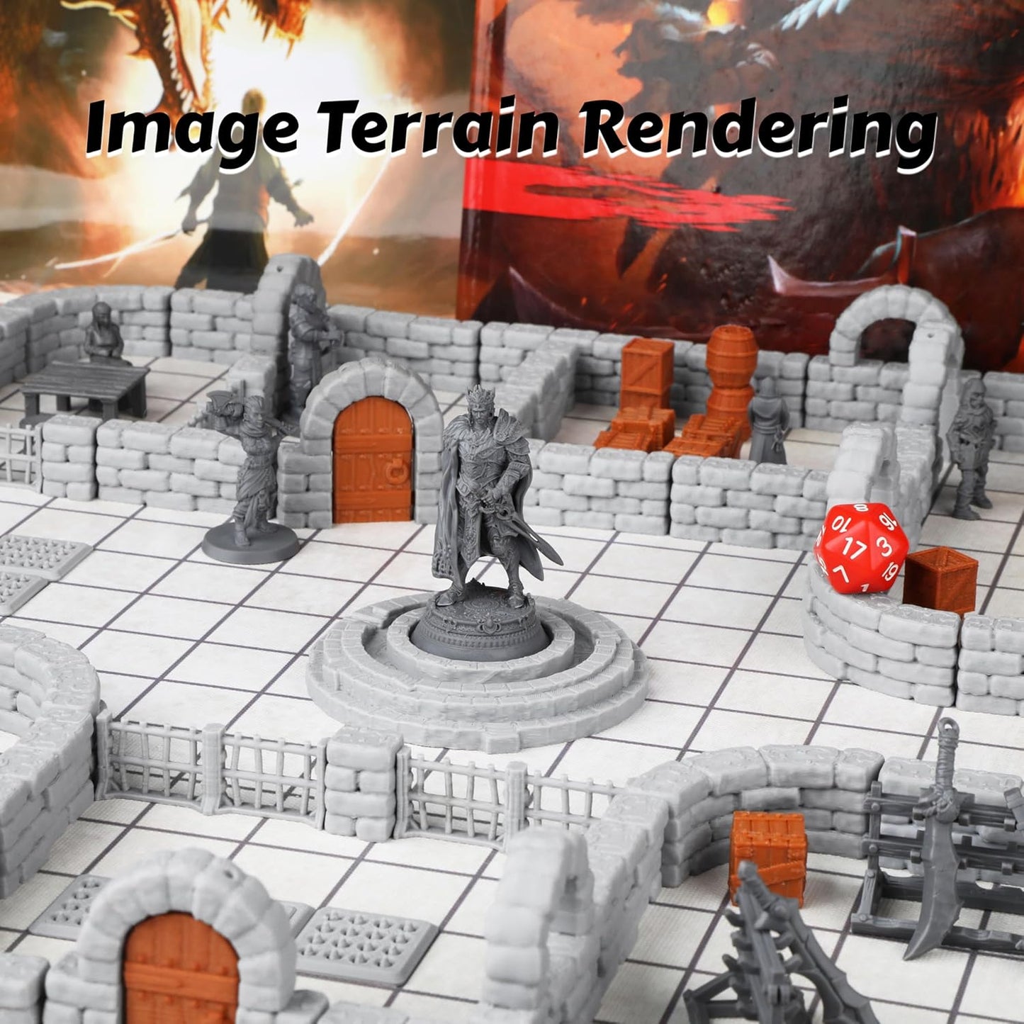 Dungeon Walls 40pcs 28mm Miniature RPG Terrain Modular System DND Building Accessories for Tabletop Role Playing Scenes, Gift of Christmas Halloween for DM (Expansion Pack 3)