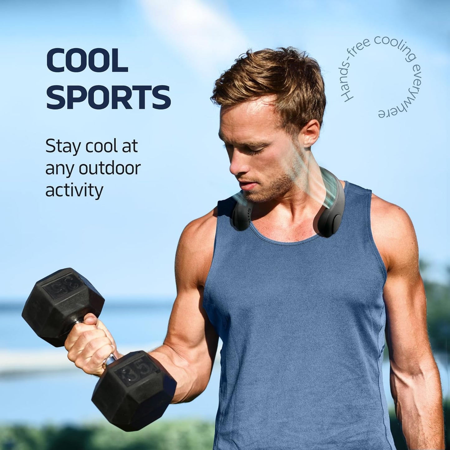 Portable Neck Fan - 3 Speed Rechargeable Bladeless Neck Fan, Adjustable Personal Black Neck Fan For Women & Men Modern Design, Great Cooling Fan For Travel, Outdoors & Sports