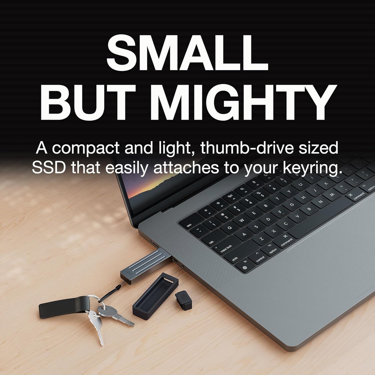 Seagate Ultra Compact 1TB, Portable SSD, 1000MB/s, USB-C, USB 3.2 Gen2, IP54 Water Dust and 3m Drop Resistant, Windows/Mac/iPhone/iPad/Android Phone/Tablet/PS4/PS5/Xbox Compatibility (STMX1000400)