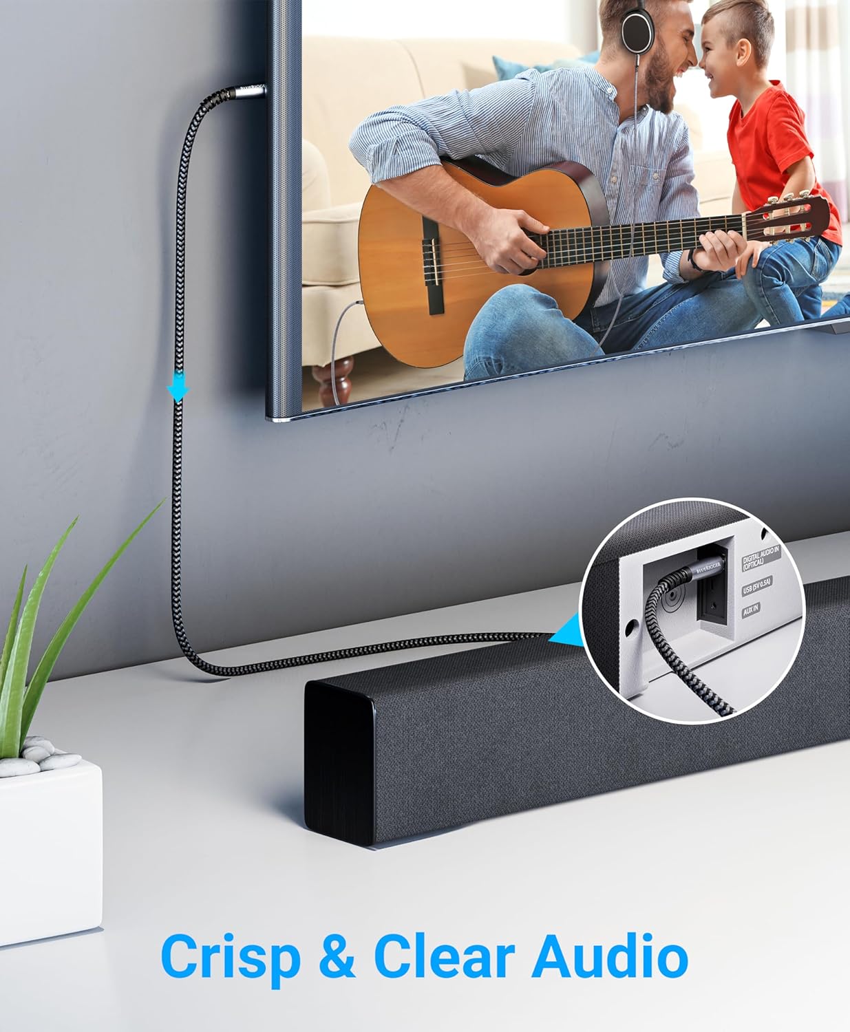 BlueRigger Digital Optical Audio Cable (6FT, Toslink Cable for Soundbar, Braided Fiber Optic, S/PDIF, Metal Shell) - Compatible with HomeTheatre, TV, Game Console (PS4, Xbox), DVR