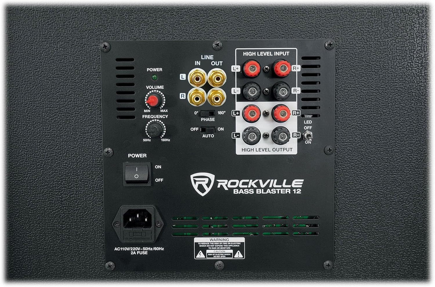 Rockville BASS Blaster 12 800W Powered Home Audio Subwoofer, 12" High-Grade Woofer with Y30 Magnet, Adjustable Crossover, RCA/Speaker Inputs, LED Lighting, for Home Theater & Music