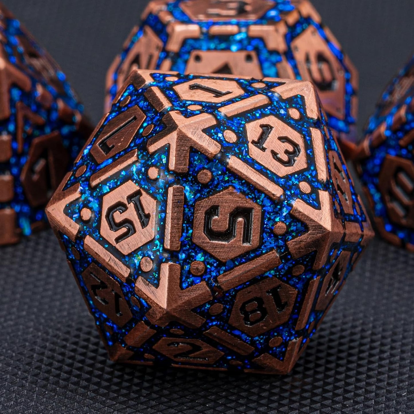 DND Metal Dice Set, Polyhedral Dice Set for RPG D&D Dice with Cracks Dungeons and Dragons Dice Set for RPG TTRPG D&D Die with Gift Case