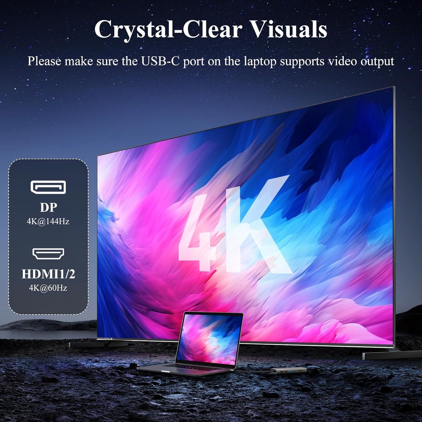 USB C Docking Station, Minthouz 12-in-1 Laptop Docking Station Dual Monitor with Dual 4k HDMI+8k DisplayPort+10Gbps, 3 USB A/C, 100W PD, Ethernet, SD/TF, Audio, USB C Hub for MacBook/Dell/HP/Surface