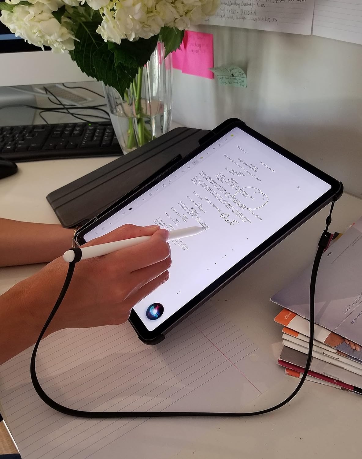 ZoopLoop Black Silicone Scratchproof 20.75in Tether for Digital Electronic Styluses (Diameter Range: 0.27-0.37in) - Secure Stylus to Tablet Case - Tablet Pencil Holder Accessory