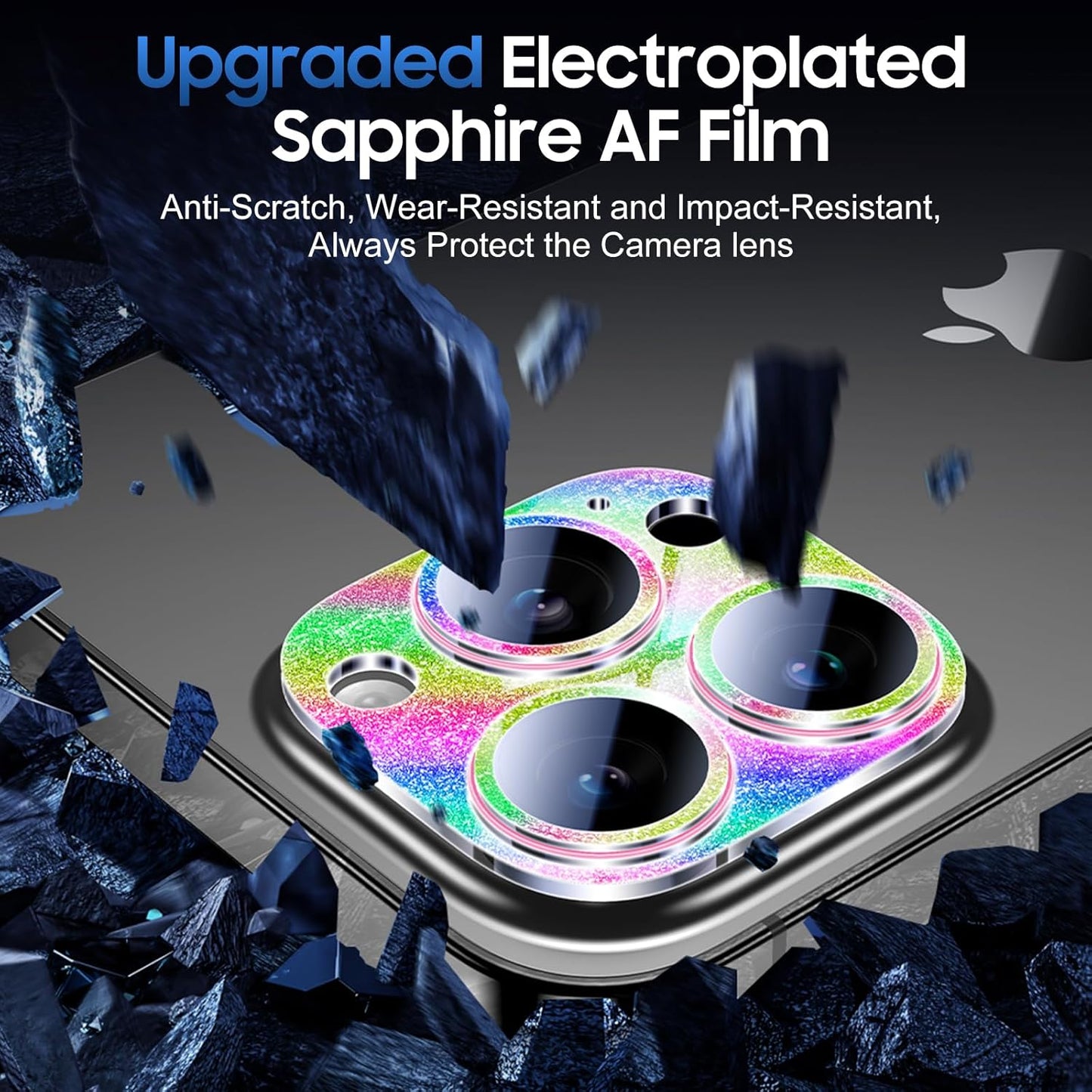 UniqueMe 3 Packs Compatible for iPhone 14 Pro Max/iPhone 14 Pro Camera Lens Protector Acrylic [Not Glass],[Case Friendly][Scratch-Resistant][Night Shooting Mode]-Glitter Colorful