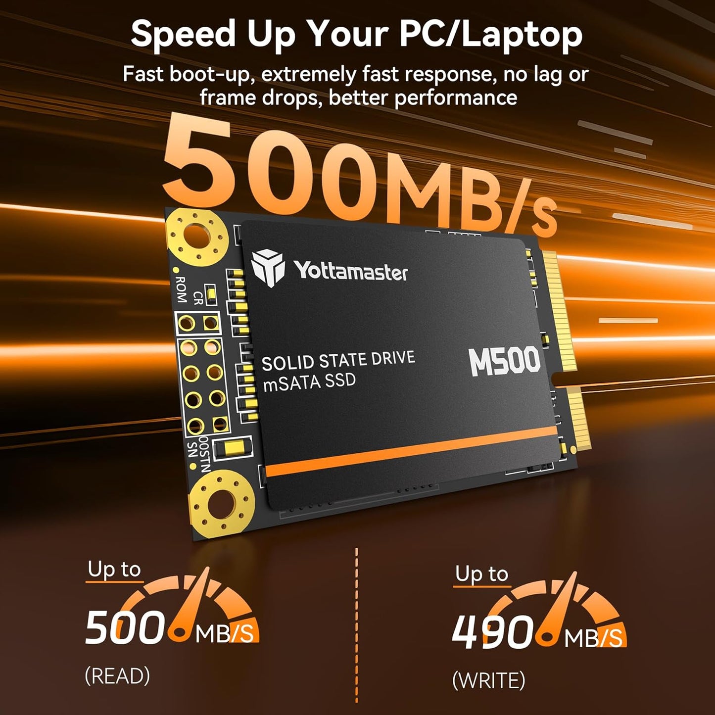 Yottamaster M500 2TB mSATA SSD SATA III 6Gb/s, mSATA Internal Solid State Drive Up to 500MB/s, Mini-SATA with 3D NAND, Compatible with Ultrabooks Desktop PC Laptop, All-in-One PCs, 30x50mm