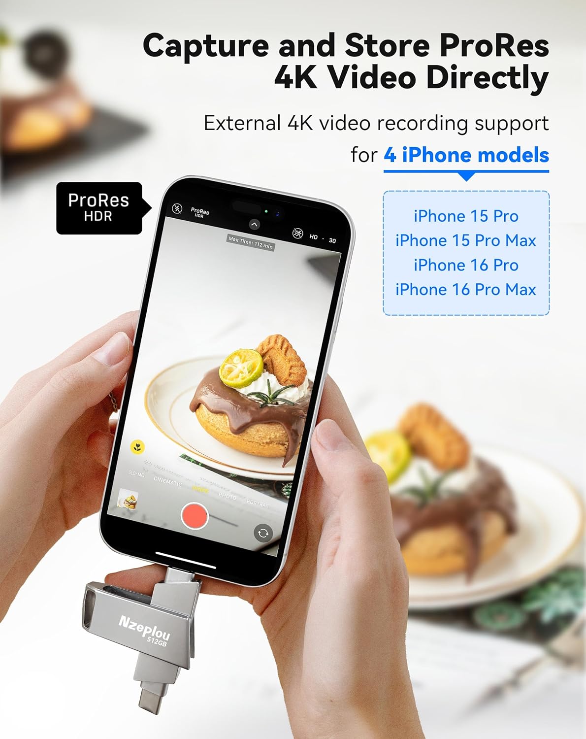 512GB Flash Drive for iPhone iPad, USB3.0 High-Speed Memory Stick No App Needed, Lightening & USB-C External Memory Storage for Photos Videos, Picture Backup Thumb Drive Plug & Play (Silver)
