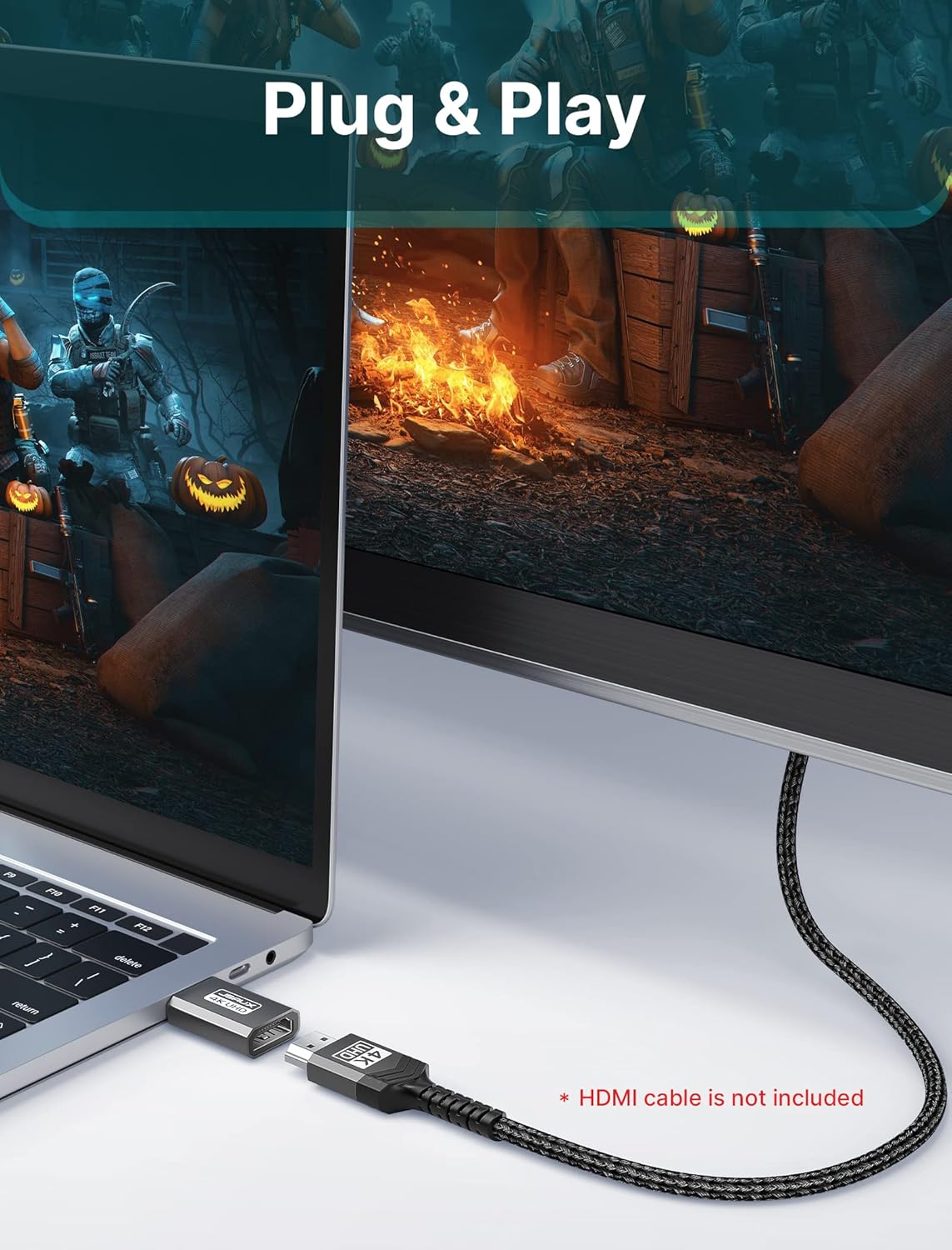 JSAUX 4K DisplayPort to HDMI Adapter, DP PC to HDMI Monitor Converter Video UHD 2K@120Hz,4K@30 DP to HDTV Male to Female Uni-Directional Adapter Compatible with Dell, Lenovo, HP,GPU, AMD -Grey