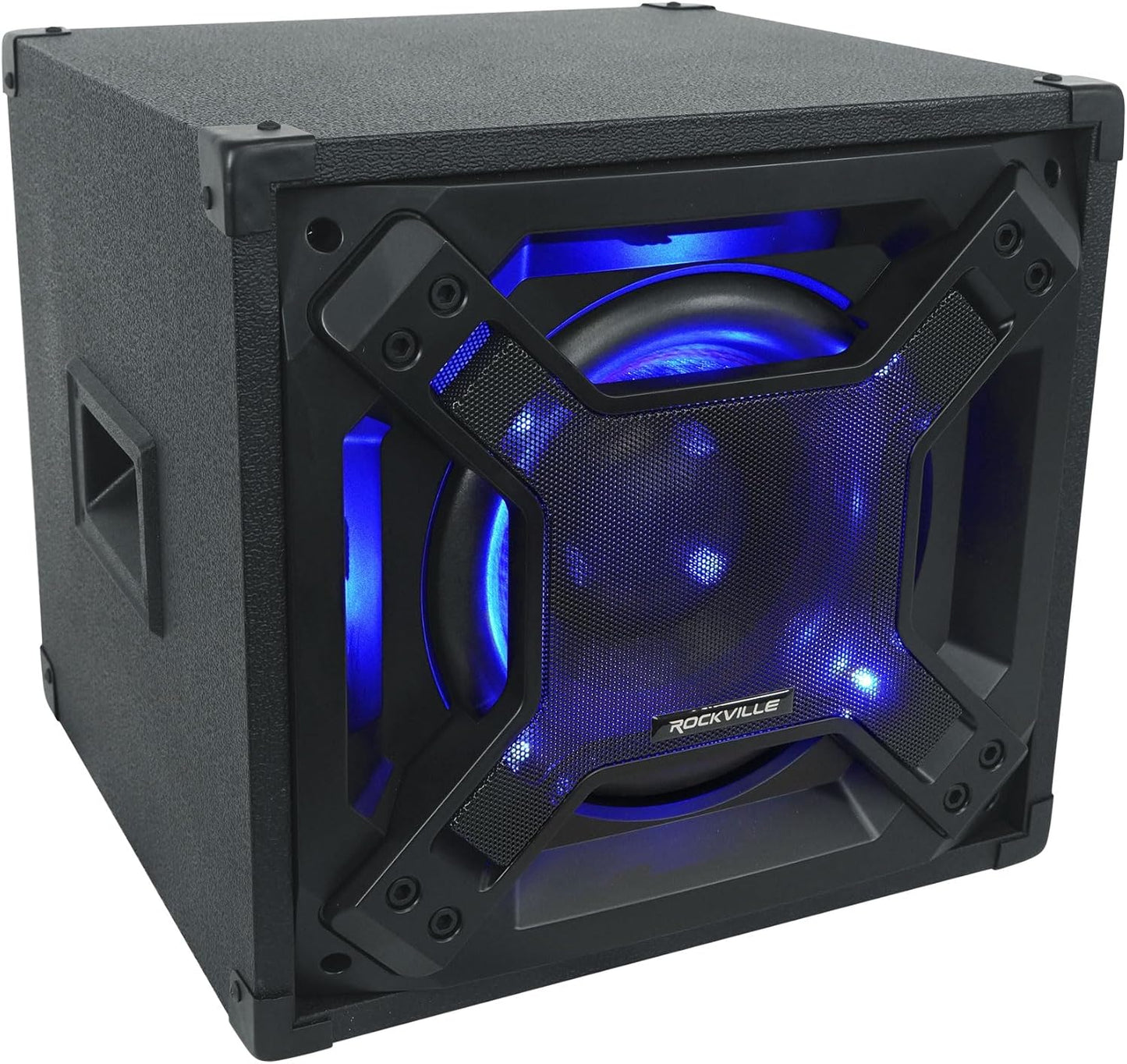 Rockville BASS Blaster 10 750W Powered 10" Home Theater Subwoofer Sub, LED Lighting, RCA Inputs/Outputs, Variable Crossover, for Home Theater and Studio Audio