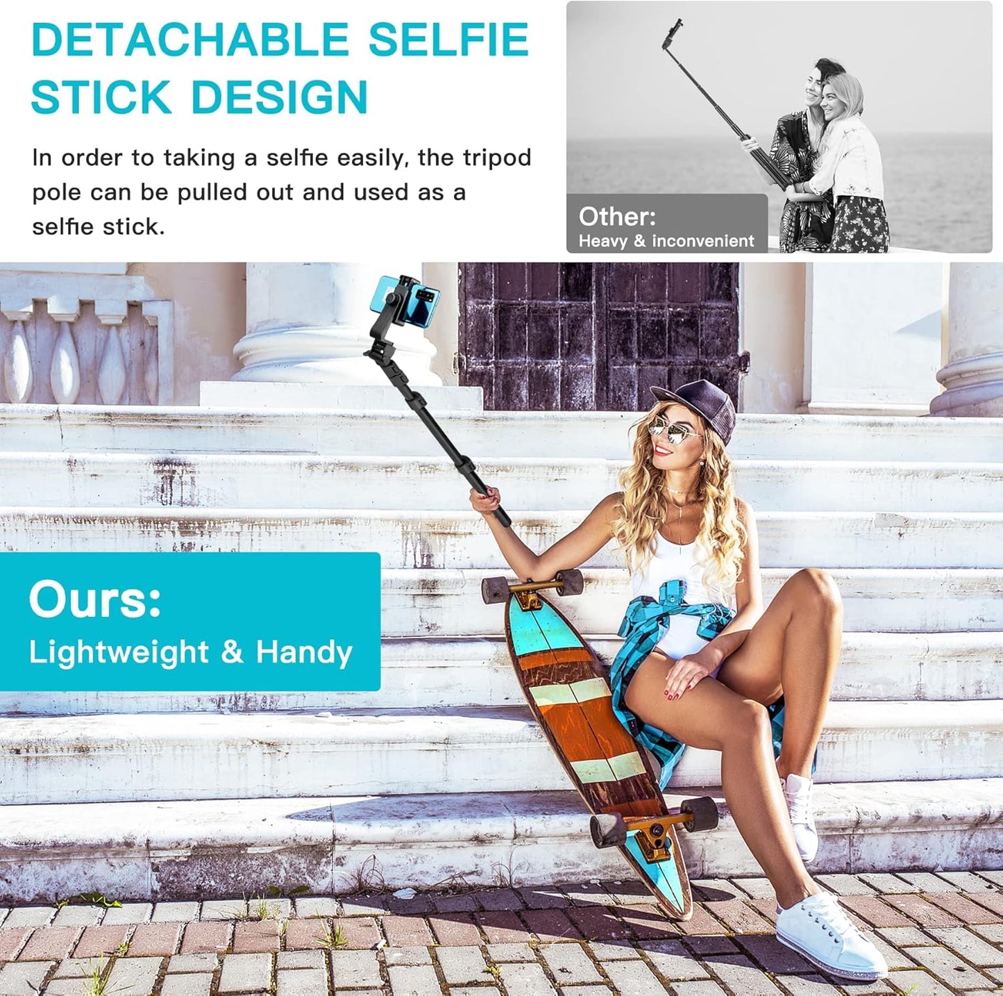 74" Flexible Phone Tripod, Tall Cell Phone Tripod with Adjustable Gooseneck & Remote, Portable Camera Cellphone Stand for Video Recording, Compatible with iPhone Android