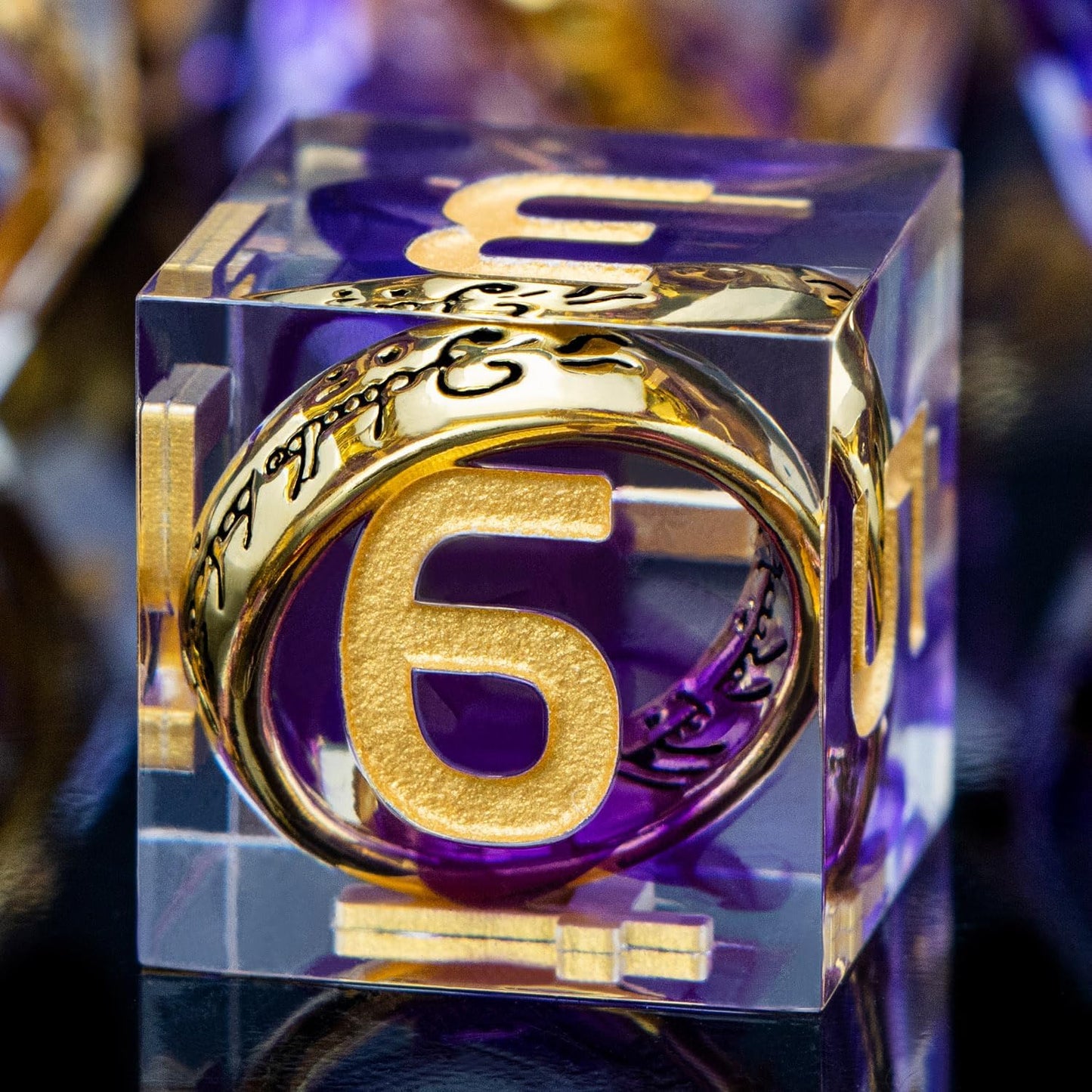 Magic Golden Ring DND Dice Set Sharp Edge Red Resin Dice with Box, for use with RPG D&D Tabletop Games Lord D and D Polyhedral Dice Set