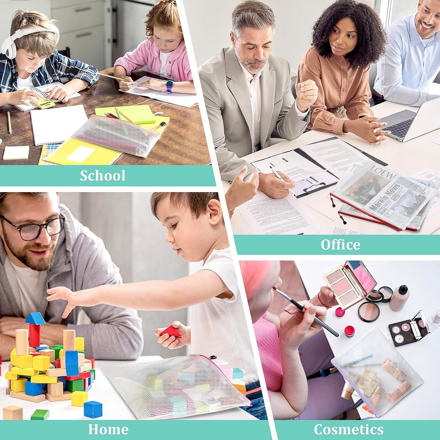 10pcs Mesh Zipper Pouch Bags, 10 Sizes Zipper Bags for Organizing, Mesh Bags With Zipper, Plastic Zipper Pouches, Black Zipper Pouches for Puzzle, Board Game Storage, Travel Pouch