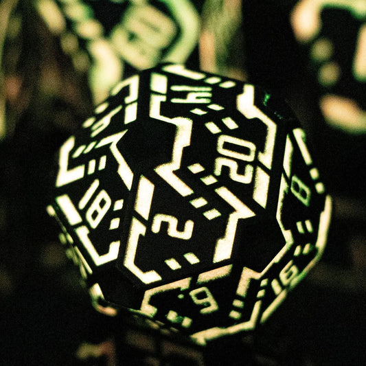 Metal DND Sci-fi Dice Set 7PCS Luminous Pink Stripe Polyhedral Dice for Dungeons Dragons RPG Role Playing Game, Glitter D and D Dice with Gift Box D6 D8 D10 D12 D20