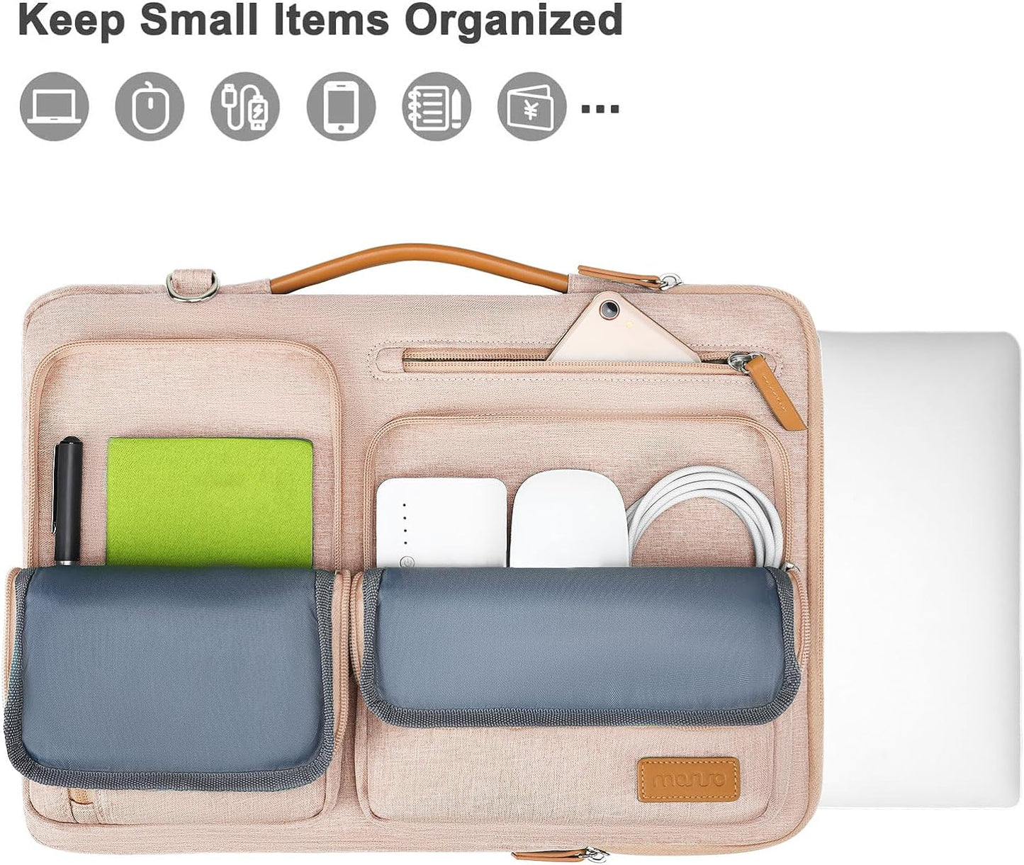 MOSISO 360 Protective Laptop Shoulder Bag,15 inch Computer Bag Compatible with MacBook Air M4 M3 M2/Pro A1990 A1707, Dell XPS Plus,Side Open Messenger Bag with 4 Zipper Pockets&Handle, Khaki