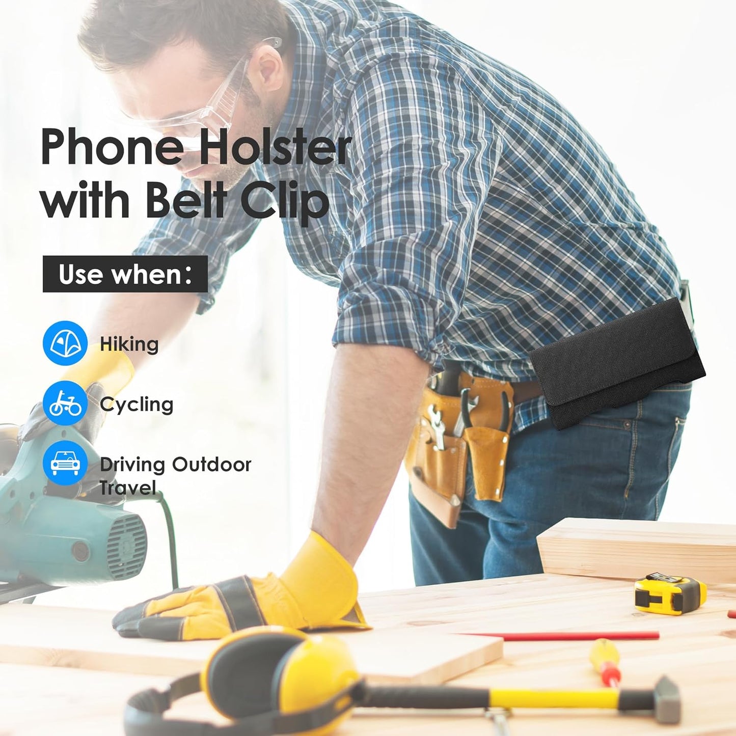 Mopaclle Nylon Phone Holster for iPhone 17 Pro Max, 17 Air, iPhone 16 Pro Max,iPhone 15 Pro Max 14 13 Pro Max & Plus, Premium Cell Phone Belt Holder with Belt Clip for Galaxy S25 Plus,S24 Plus