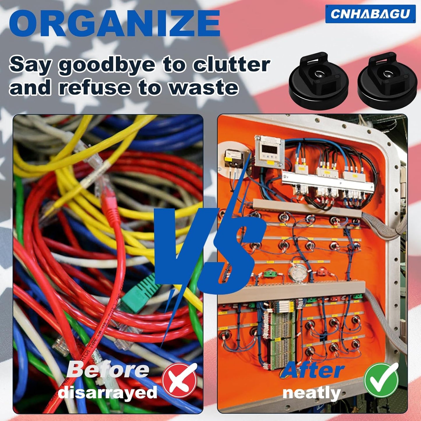 Magnet Zip Tie Mount Magnetic Zip Ties Mount 25LBS Strong Multipurpose Wire Cable Holder Mount Wire Clips Management for Home Office Marine Electrical Wiring (Black, 6 Piece)