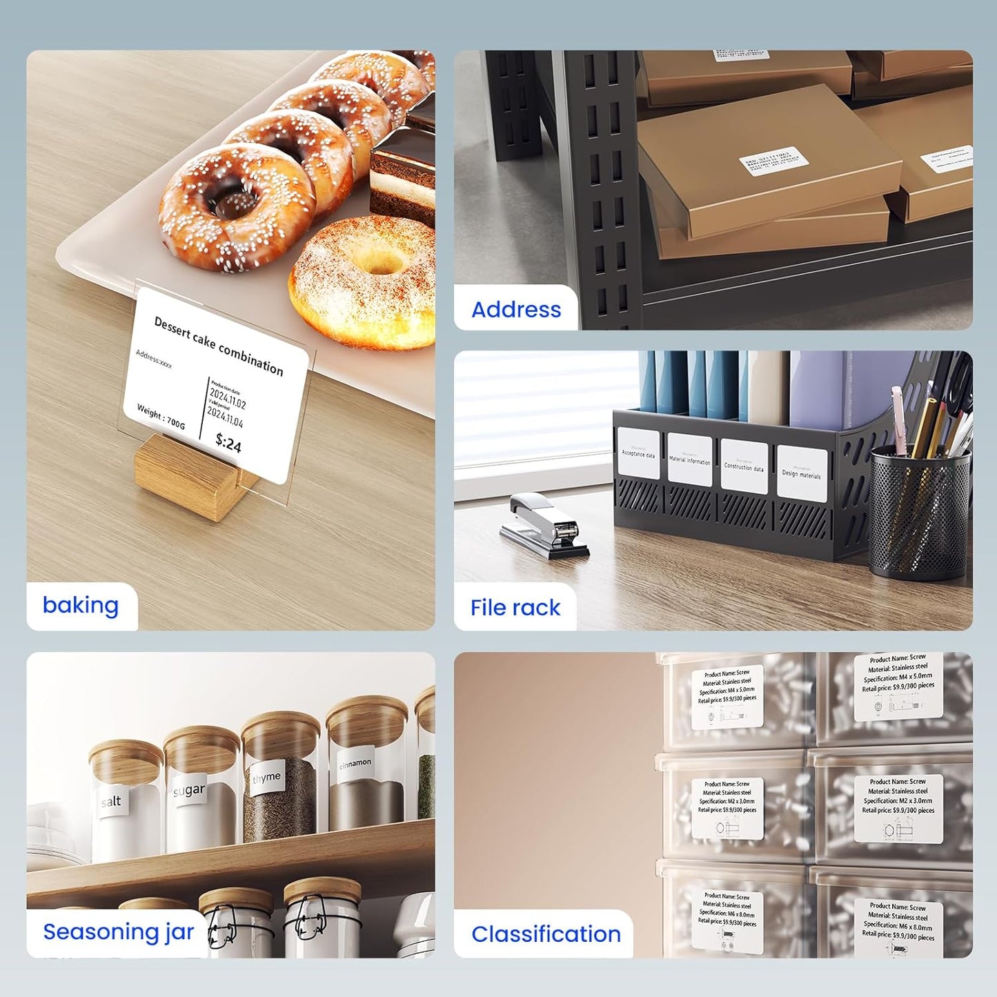 CLABEL Thermal Label Maker Machine: 221B Bluetooth Label Maker Mini Sticker Printer Barcode Printer Inkless Label Maker Compatible with Clothing Price Labeling with 1 Roll of 50x30mm Label(Gray White)