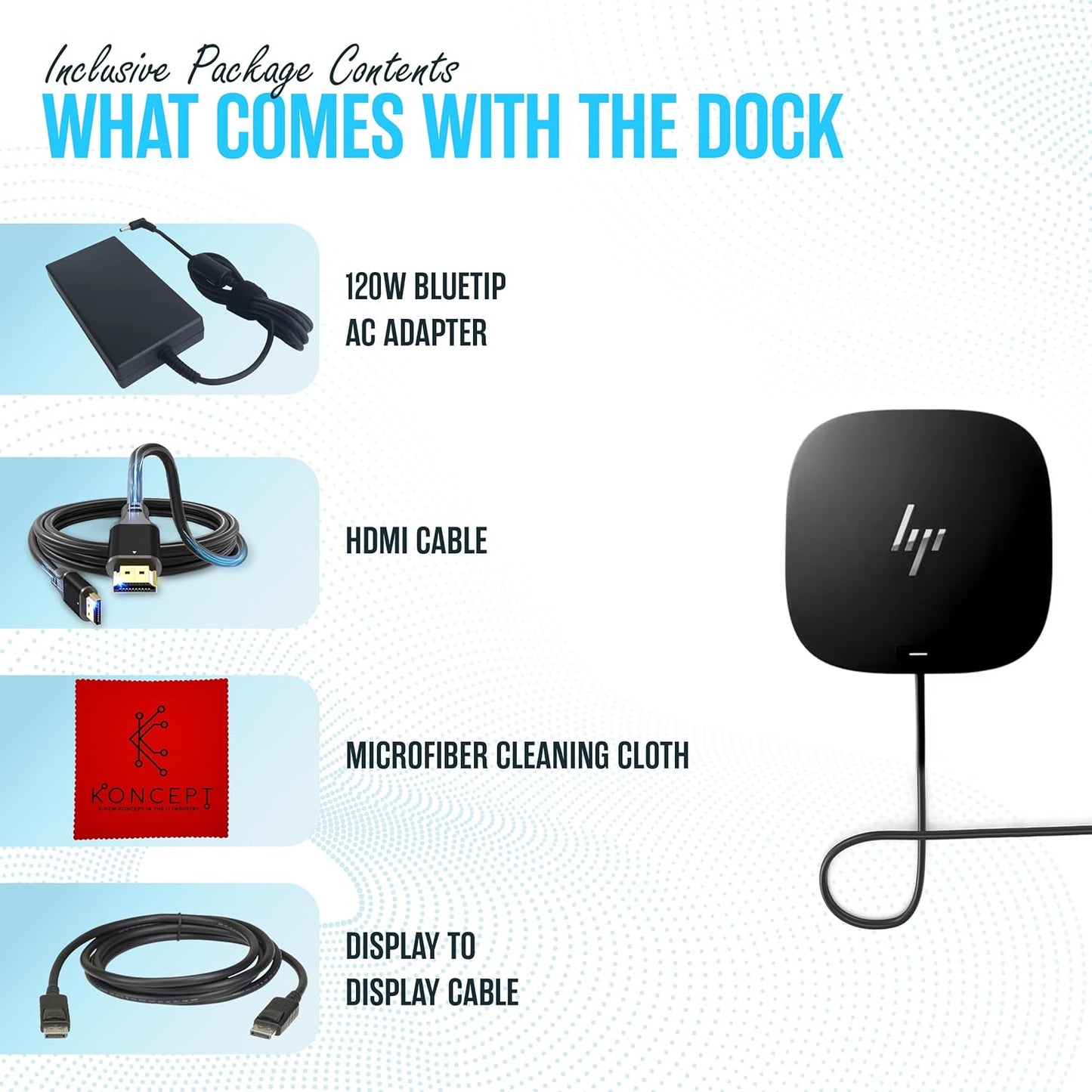 Docking Station for Laptop Dual Monitor and Charging, 5TW10AA / 5TW10UT / 5TW10AA#ABB USB-C G5 Dock with 120W + HDMI Cable + DisplayPort Cable