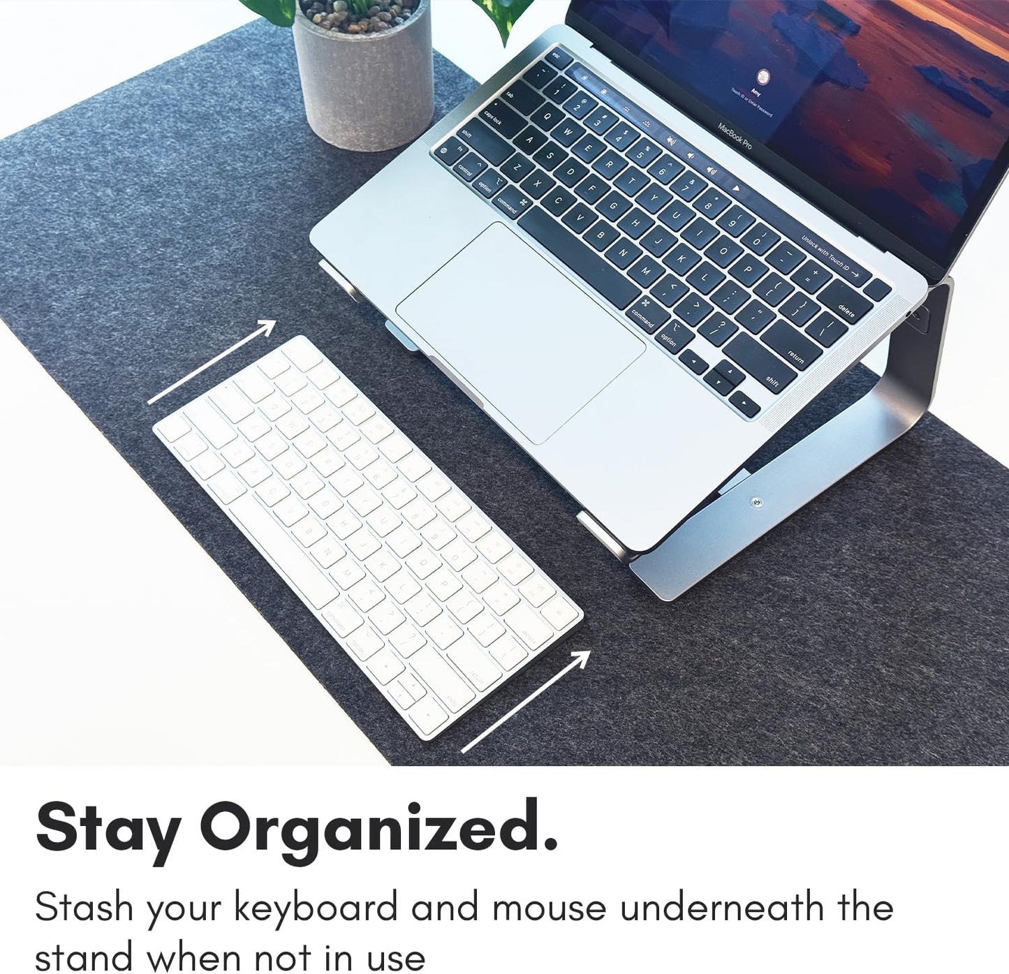 Macally Aluminum Laptop Stand for Desk - Works with All MacBook/Pro/Air & Laptops Between 10” to 17.3” - Sleek and Sturdy Laptop Riser - (ASTANDSG), Space Gray