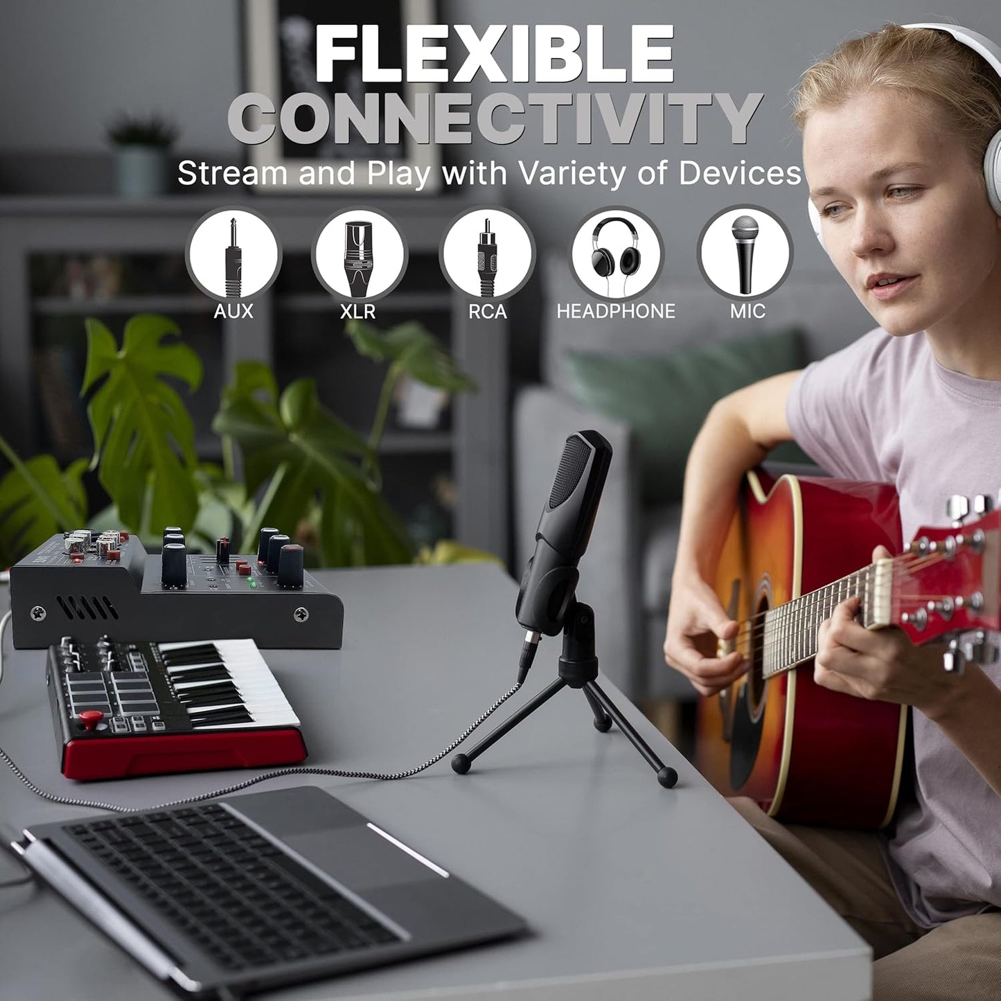 Pyle 3-Channel Professional Wireless DJ Audio Mixer - Bluetooth 5.0 - USB Interface - XLR+6.35mm Mic/Line/Guitar Input - 3.5mm Mic Input - RCA - AUX - Headphone Jack - +48V Phantom Power - PAD33MXUBT