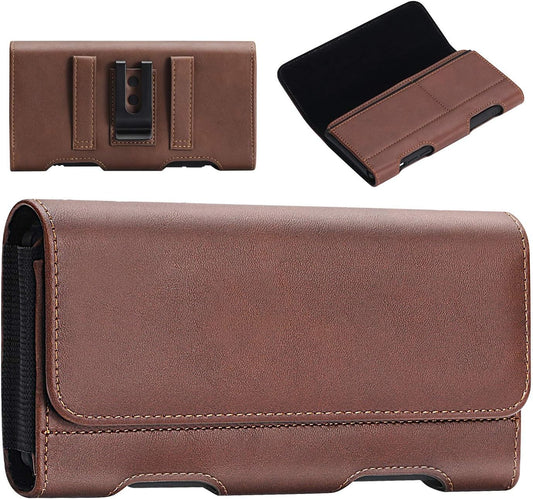BECPLT Leather Galaxy S24 Ultra/Plus Holster Case with Belt Clip, ID Card Holder, Compatible with Galaxy S23+, Note 10+, S20+, A71, Note 9, 8, LG Stylo 5 (Brown)