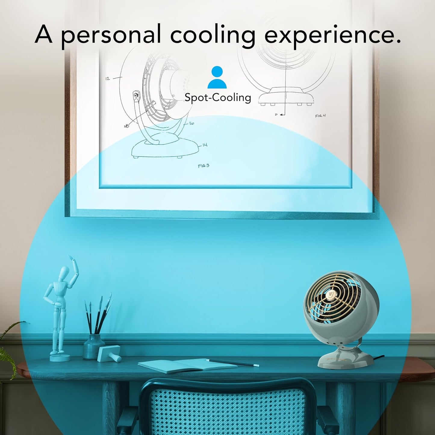 Vornado VFAN™ Mini Fan, Classic Vintage Fan, Retro Metal Air Circulator, For Desk & Bedside, 2 Speeds, Adjustable Tilt, Personal Cooling with Targeted Airflow, Quiet Fan, Green