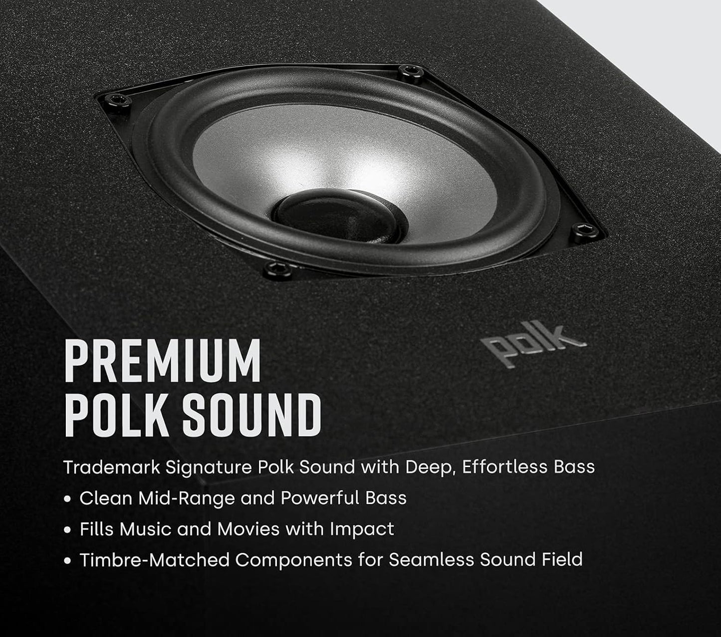 Polk Monitor XT90 Hi-Res Height Speaker Pair for 3D Sound Effect - Dolby Atmos-Certified, DTS:X and DTS Virtual:X Compatible 4" Dynamically Balanced Woofer, Midnight Black