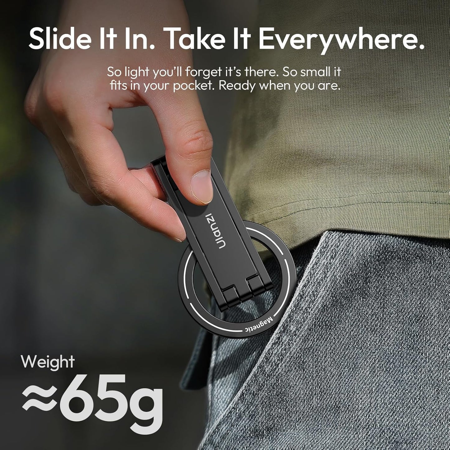 ULANZI MA60 Magnetic Phone Tripod Stand for iPhone - Aluminium Smartphone Mini Tripod Pocket Cell Phone Stand Strong Magnet Quick Mount Compatible with iPhone 16 15 14 13 12 Series, Black