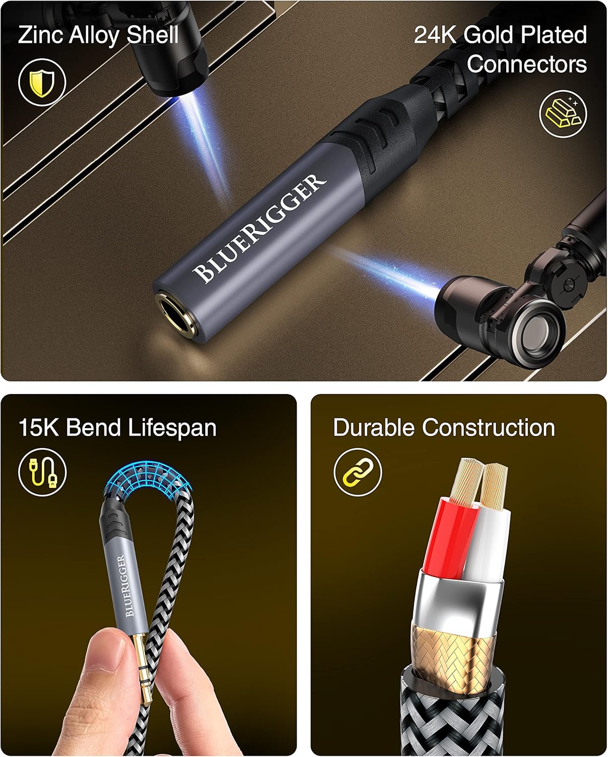 BlueRigger Headphone Extension Cable (3FT, 24K Gold Plated Jack, Hi-Fi Sound, 3.5mm Male to Female Stereo Audio Cable) – Aux Cord for iPod, Laptops, Smartphones, Speakers, Tablets, Home Car Stereo