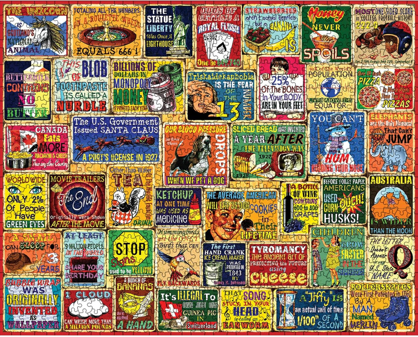 White Mountain Did You Know Fun 1000 Piece Puzzle for Adults Vintage Collage Jigsaw Puzzles for Seniors