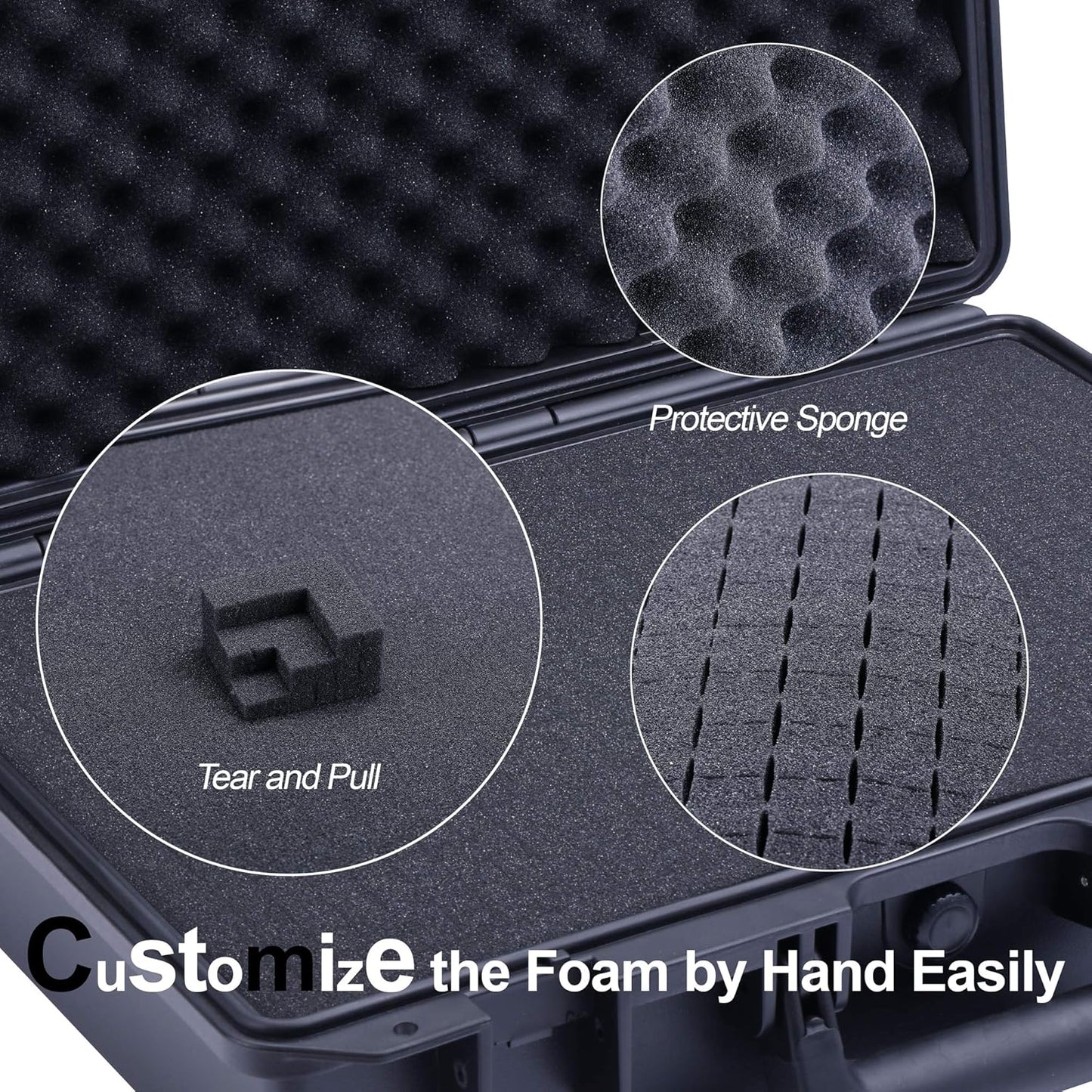 Lykus HC-3810 Waterproof Hard Case with Customizable Foam Insert, Interior Size 14.96x11.02x5.3 in, Suitable for camera,lens,drone,mic,flashlight,telescope,action cam,electronics,tools,and more